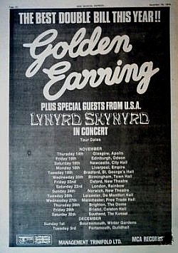 Magazine ad for fifth British Golden Earring Tour 1974